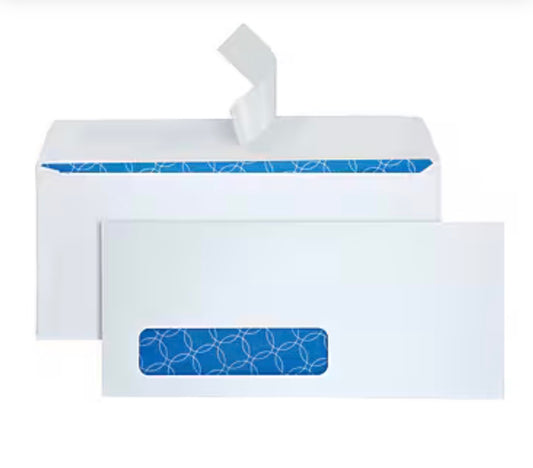 #10 Window Envelopes (4 1/8 x 9 1/2) with Peel & Seal - White Machine Insertable 24lb
